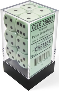 Chessex : Opaque 12D6 Pastel - Green/Black