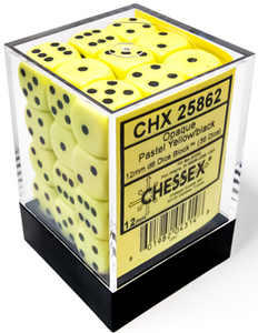 Chessex : Opaque 36D6 Pastel - Yellow/Black