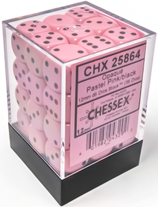 Chessex : Opaque 36D6 Pastel - Pink/Black