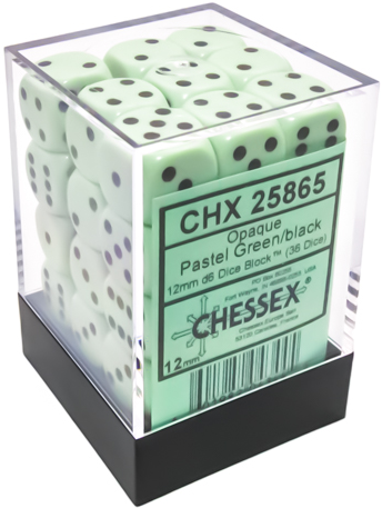 Chessex : Opaque 36D6 Pastel - Green/Black