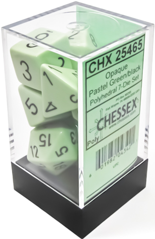 Chessex : Opaque 7-Die Set Polyhedral Pastel - Green/Black
