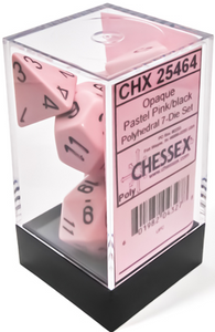 Chessex : Opaque 7-Die Set Polyhedral Pastel - Pink/Black