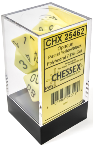 Chessex : Opaque 7-Die Set Polyhedral Pastel - Yellow/Black