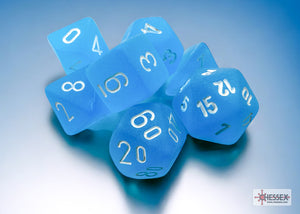 Chessex : Mini-Polyhedral 7-Die Set - Frosted Caribean Blue/White