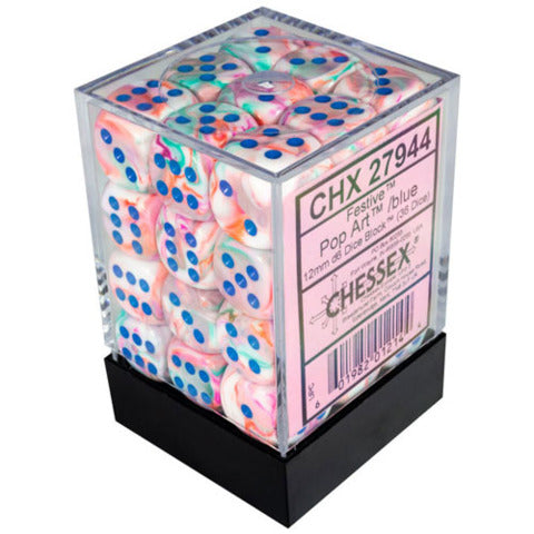 Chessex : Festive - 36D6 Pop-Art/Red 12mm