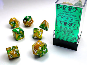 Chessex : Gemini - Gold-Green/White