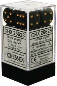 Chessex : Opaque 12D6 - Black/Gold